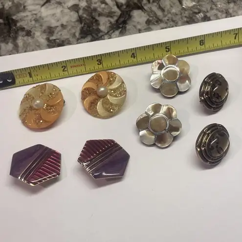 Lot Of 4 Statement Costume Earrings Clip On Clip