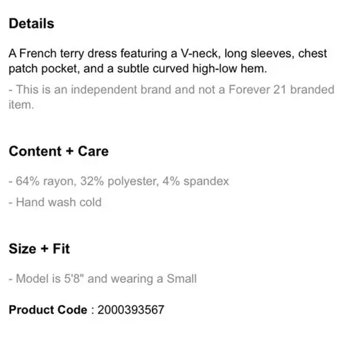 Tresics NWT Hunter Green T-Shirt Dress Long Sleeve New