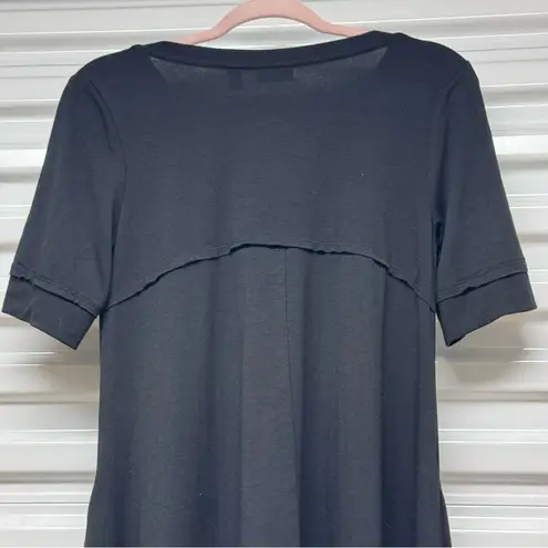 LOGO By Lori Goldstein LOGO Lounge by Lori Goldstein Black Jersey Handkerchief Hem Dress Lagenlook XS