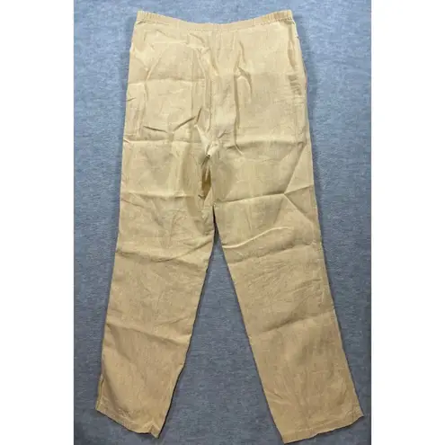 J Jill Womens Blazer Pants Set Size M 12 Beige Yellow 100% Linen Lagenlook