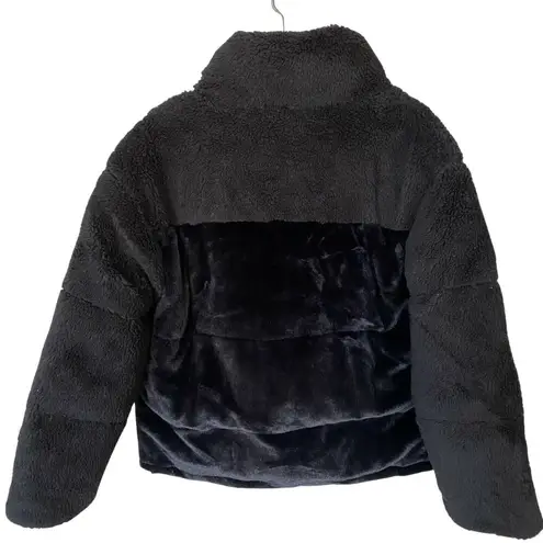 APPARIS x JUICY COUTURE KIM Noir Faux Shearling and Fur Black Coat Zip Large NWT