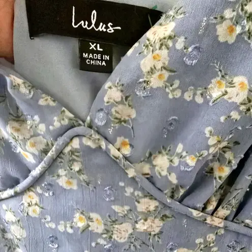 Lulus Darling Favorite Light Blue Floral Sleeveless Pleated Midi Dress S… Size XL