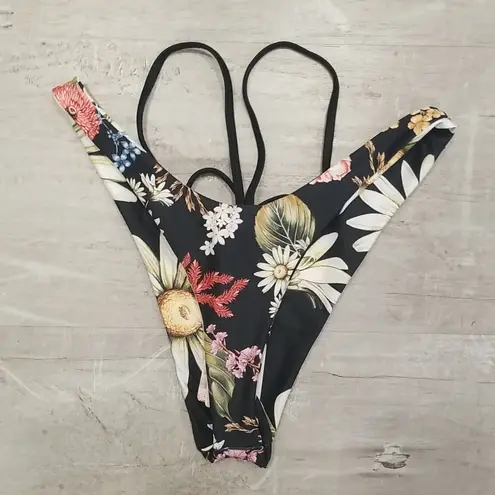 Agua Bendita ππ Egle Moss Bikini Bottoms ~ Black Floral Print Small S NWT