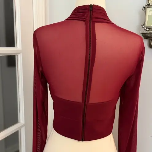 Bardot Elegant Burgundy Sheer Wrap Top