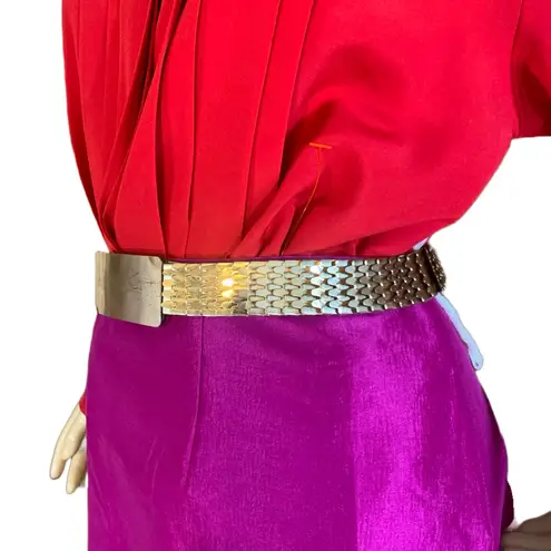 VINTAGE 1980'S GOLD TONE METAL STRETCH ARTICULATED BELT (M/L)