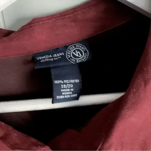Venezia Jeans Co Lane Bryant VINTAGE 90s Faux Suede Button Shirt 18/20 Red