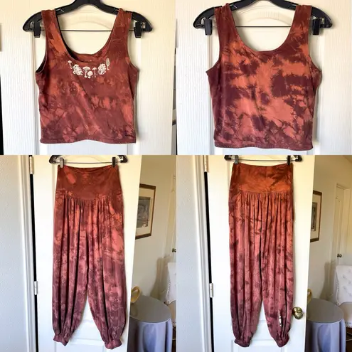 Purusha People Omen Top Genie Pants Set Tencel Natural Mystic Mahogany Large EUC Brown