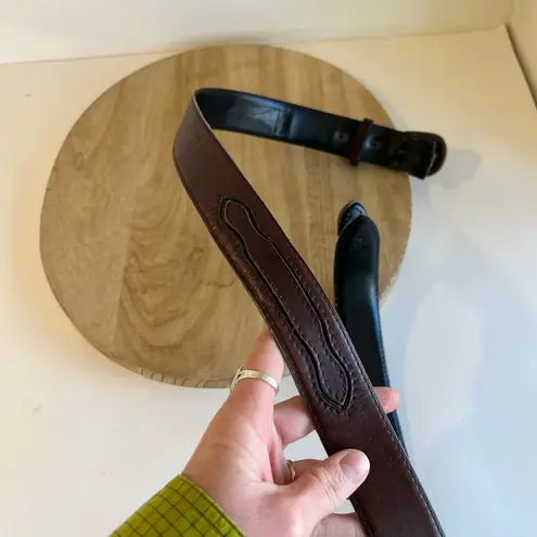 Vintage 90s Warm Brown Leather Arrow Wrap Genuine Leather Belt Size Medium