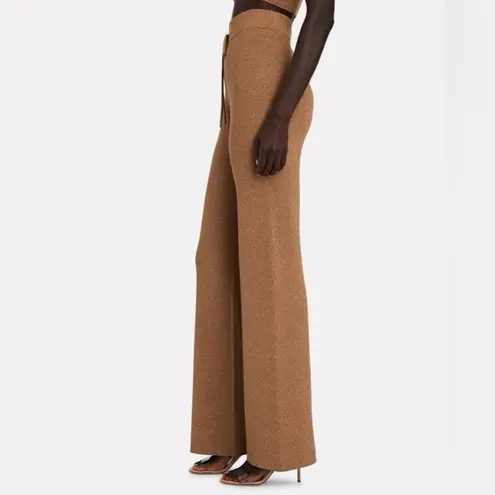 ALC Frank ALC Quentin Pull-On Ribbed Knit Wide-Leg Pant Brown Gold Metallic Medium
