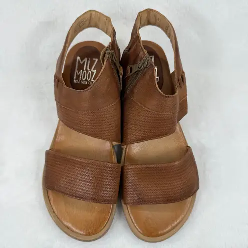 Miz Mooz New York City Cece Leather Brown Zip Back Gladiator Sandals Sz 41 US 10
