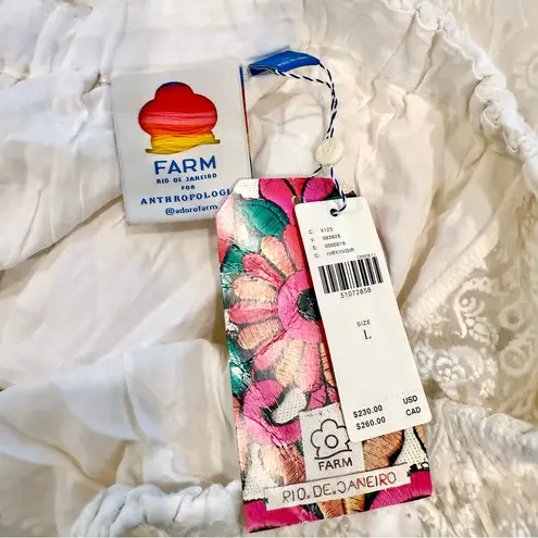 Farm Rio Anthropologie Elliott Lace White Off the Shoulder Jumpsuit Lined Large