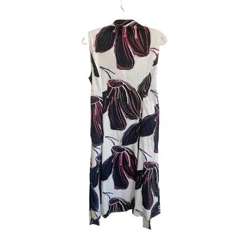 Nic+Zoe Petite Stamped Flowers Sleeveless White/Black/Multi Shirt Dress PM