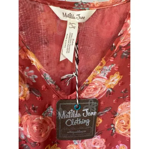 Matilda Jane NWT Wonderment Botanical Beauty Floral Swiss Dot Lined Bouse Top L