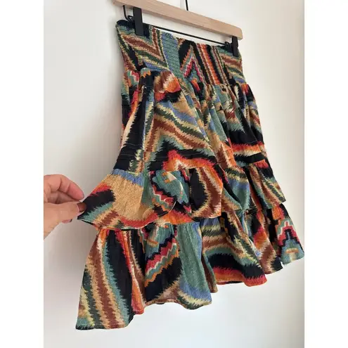 Ralph Lauren Vintage  Western Aztec Print Tiered Mini Skirt. Size 8