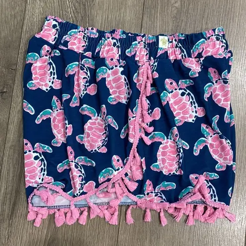 Simply Southern  Turtle Print Pom-Pom Beach Shorts And Key Chain Wallet S/M