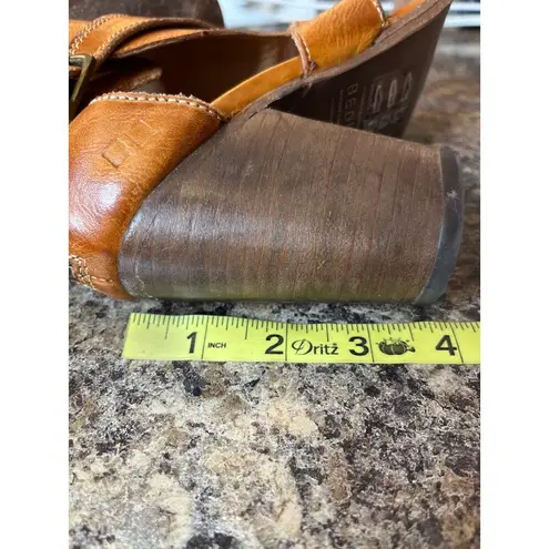 Bed Stu Ida Womens Brown Leather Hook and Loop Heeled Bootie Boots Size 6.5 Shoe