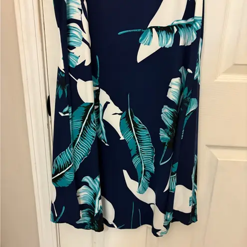 NWT!! Molerani Tropical Leaf Print Sleeveless Floral Swing Dress Blue Size M