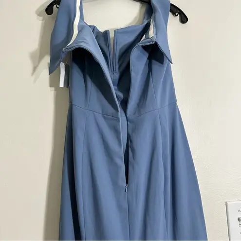 NWT Dessy Collection Notched Off the Shoulder Crepe Floor Length Gown Lark 8