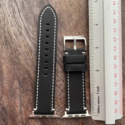 Unisex black leather Watch band 42/44MM for Apple Watch new contrast stitching