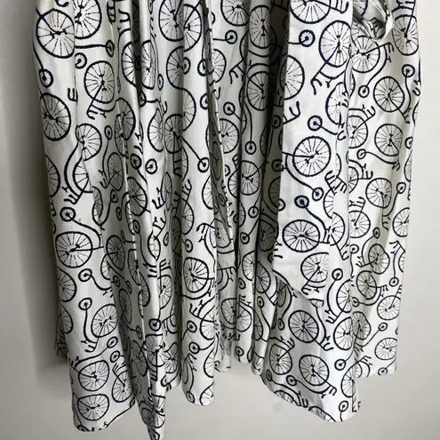 Ixia White & Black Bicycle Print Pinup Fit &Flare Mini Dress Size Large