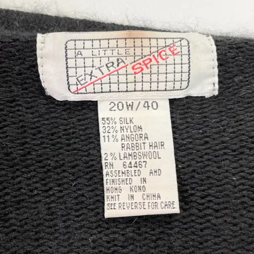 VTG Silk Angora Wool Cardigan Sweater Womens 20W Beaded Bling Retro Glam Artsy Black