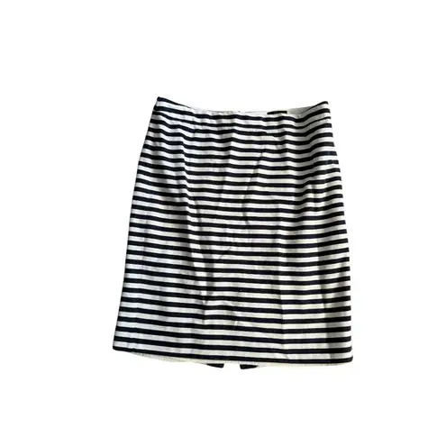 J CREW No. 2 Navy Blue Ivory Striped Pencil Skirt Size 12
