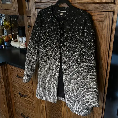 Karl Lagerfeld Paris Black White Confetti Gradient Blazer Jacket Coat Medium