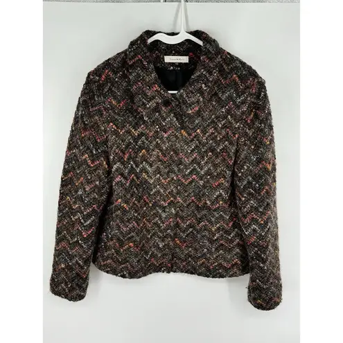 Yvonne La Marie Womens Mohair Blend Tweed Button Front Jacket Blazer Size 12