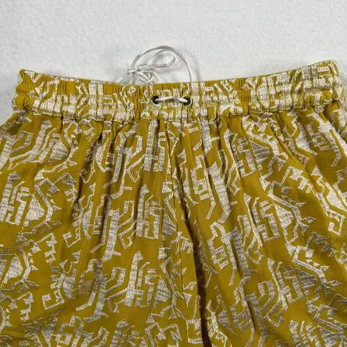 Elevenses Pull On Drawstring Waist Boho Shorts Womens XSmall Mustard Embroidered
