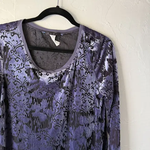 Fade Vintage 90s Grunge Top Large Velvet Burnout Whimsigoth Witchy Shirt Purple