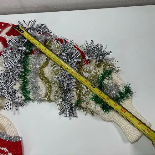 Vtg Sideffects Crafty Ugly Christmas Sweater Contest Tacky Heavy Knit Women LG White