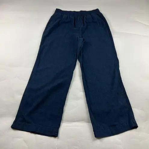 Briggs New York Washed Navy Linen Blend Wide Leg Lounge Pant L