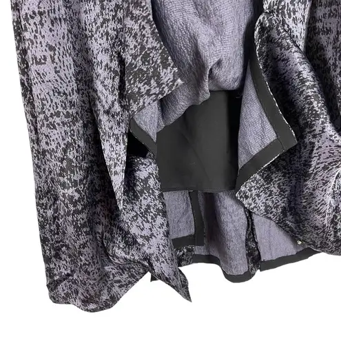 Rebecca Taylor White Noise Purple Black Snap Up Slit Silk A Line Pleat Skirt 0