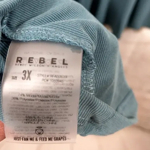 Rebel plus size sleeveless mock wrap shirt Blue