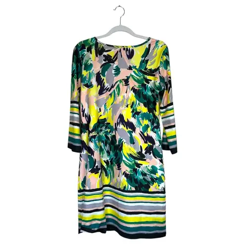 JEAN PIERRE KLIFA Daphne Sheath Dress Yellow Green Size Medium Abstract Bright