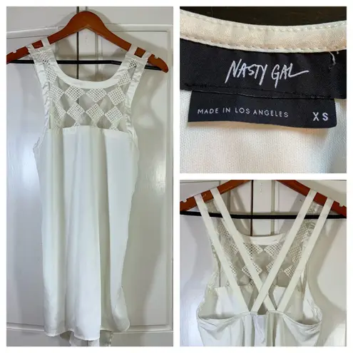 Nasty Gal  White Sleeveless Dress XS Lace Cutout Made in USA Wedding‎ Graduation