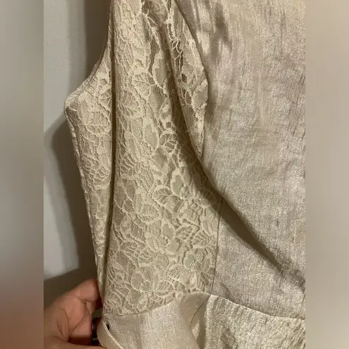 London Times Sleeveless Belted Peplum Dress Champagne Womens size 10