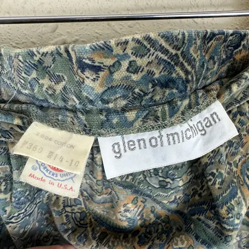 Glen Of Michigan Vintage 100% Cotton Velvet Blouse Skirt Set Made In USA Sz 14