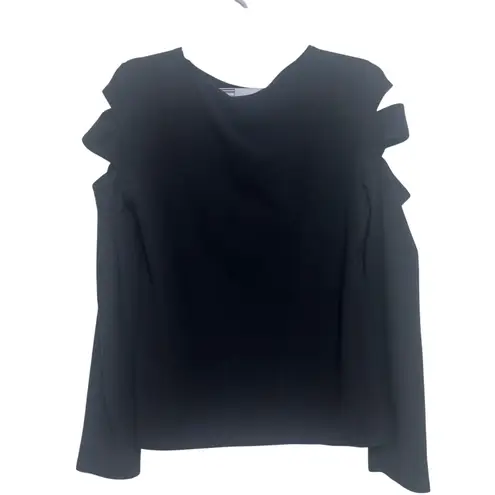 CBR Black Cutout Cold Shoulder Long Sleeve Top Size L Cotton Spandex Size L