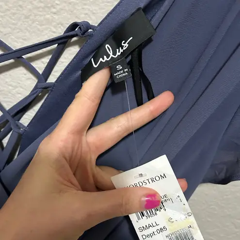 Lulus NWT Bridesmaid Maxi Dress in Slate Blue – Flutter Sleeve, Size Small