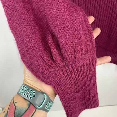 Ella Moss Size L Sweater Penelope Crew Neck Bell Sleeve Knit Pink Magenta