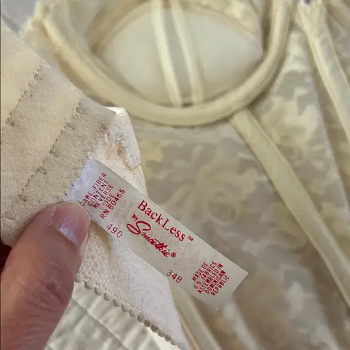 Vtg backless by smoothie USA made 34B lace cream corset strapless nylon Size undefined