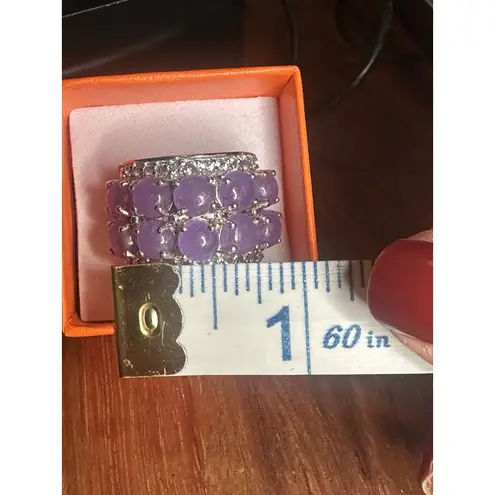 Purple Lavender Jade Sterling Silver 925 Band Ring Size 6