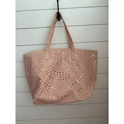 Bath & Body Works Blush Pink Tote Bag w/ Zipper & Cut-Out Design NEW