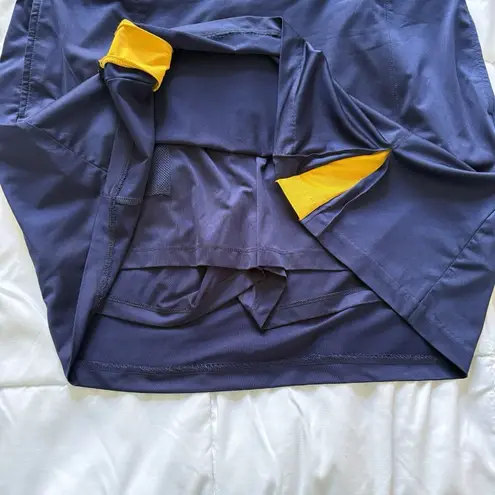 IZOD NWT Golf Skort Skirt Blue Yellow Pull On Stretch Womens Size Large Pockets