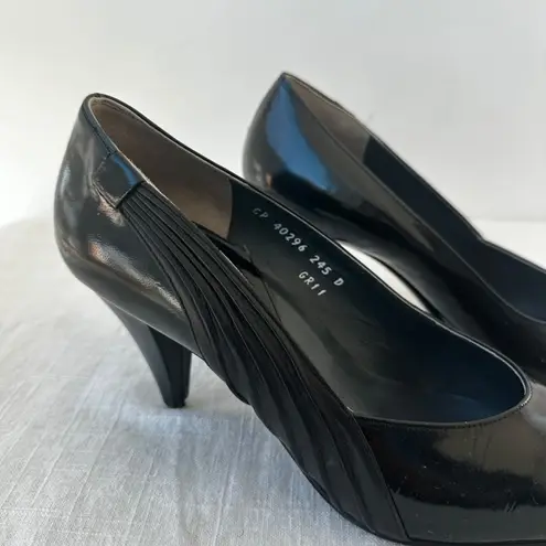 Pierre Cardin Vintage Black Patent Leather Heels Party Career Pumps Size 6.5