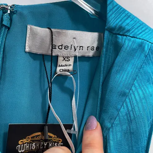 Adelyn Rae Jumpsuit XS Blue Wide Leg Sleeveless Satin NWT Cocktail Party Formal