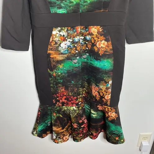 Teri Jon by Rickie Freeman scuba flutter floral midi dress size 10