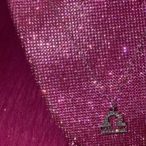 Boutique NEW Bling Libra Sterling Silver 925 Necklace Zodiac Sign Horoscope Astrology Goth Egirl