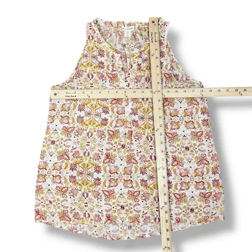 Artisan NY Floral Boho Sleeveless Tank Top Blouse White Yellow Red Small